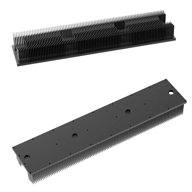 Aluminum Skiving And CNC Machining Radiator With Black Anodizing