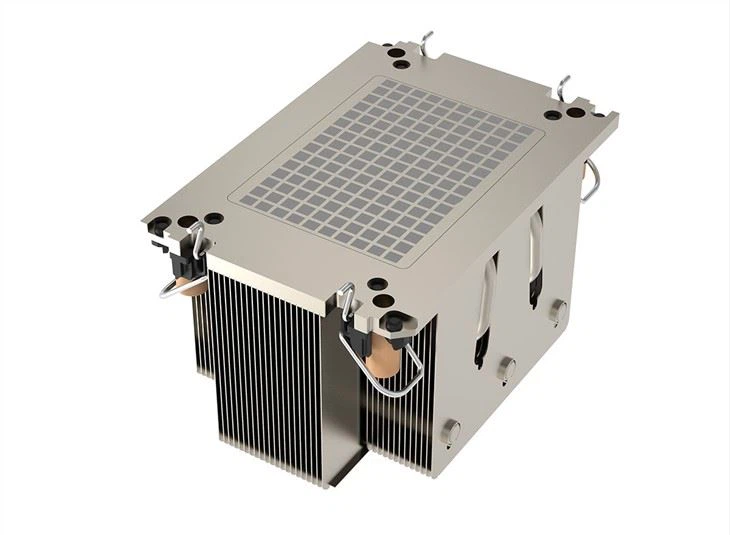 Aluminum Zipper Fin Copper Base 2U Server CPU Heatsink With Heat Pipe For LGA4189