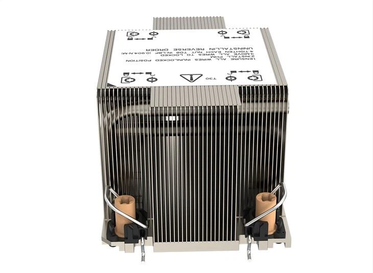 Aluminum Zipper Fin Copper Base 2U Server CPU Heatsink With Heat Pipe For LGA4189