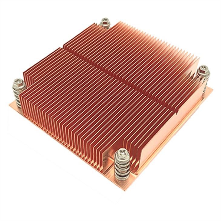 Copper Skived Fin 1U Server CPU Heatsink