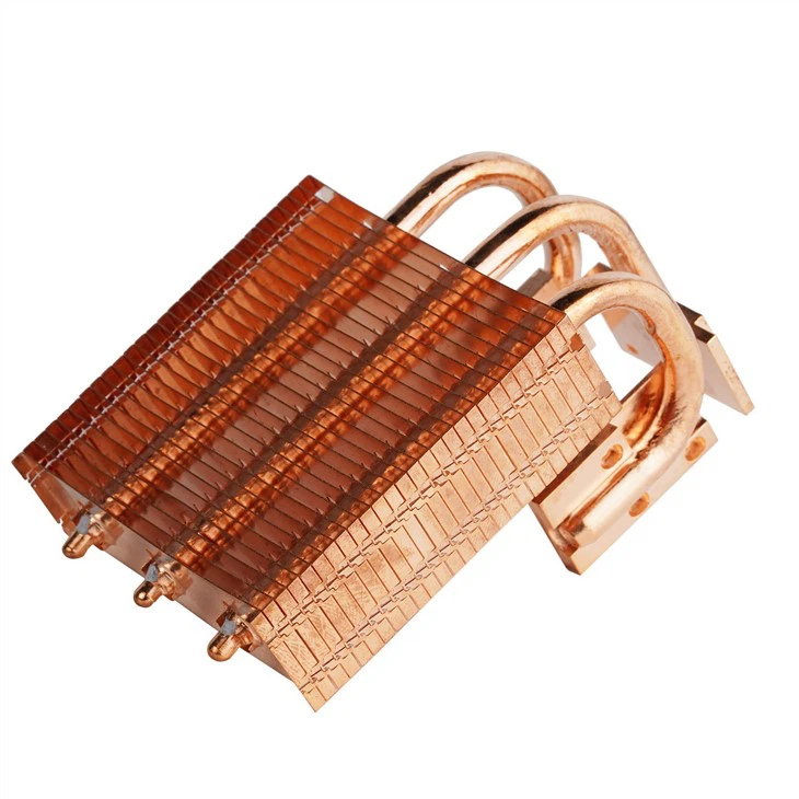 Copper Zipper Fin CPU Radiator With Heat Pipes