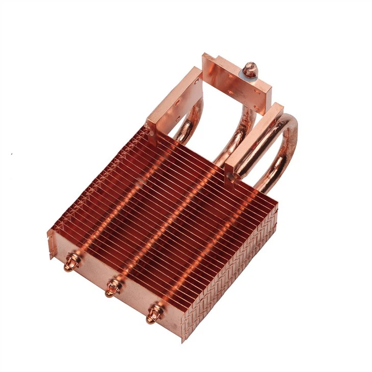 Copper Zipper Fin CPU Radiator With Heat Pipes