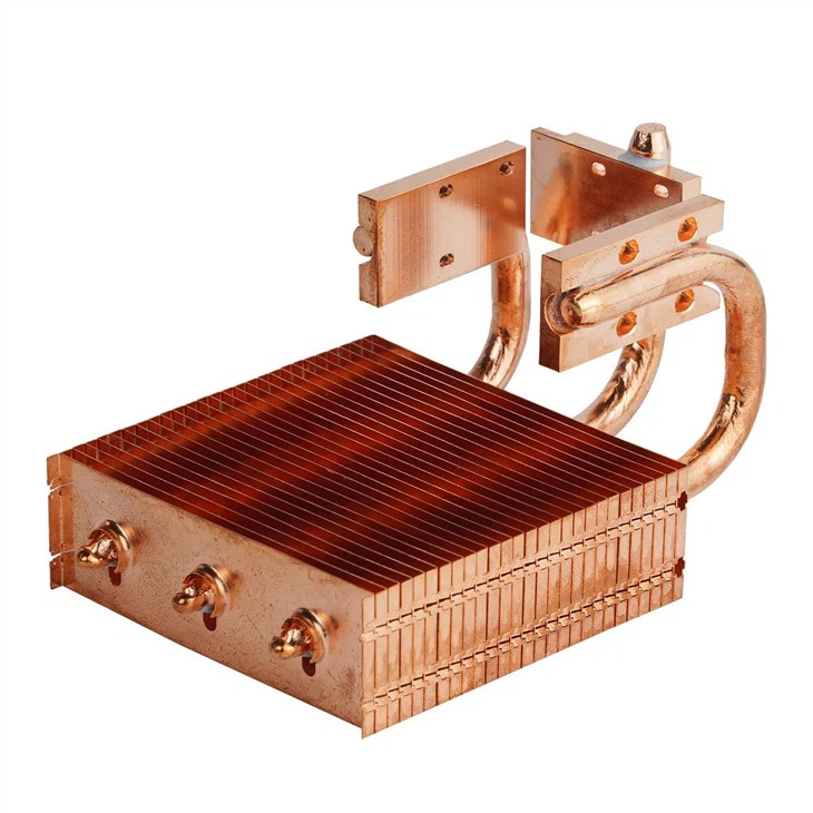 Copper Zipper Fin CPU Radiator With Heat Pipes